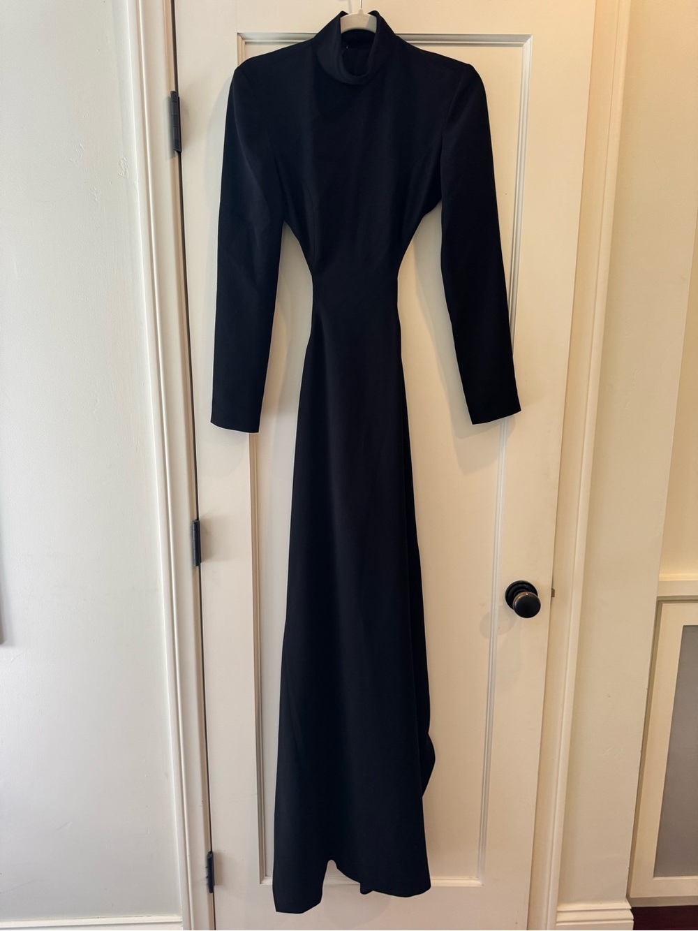 Long Sleeve Black Maxi Dress with Mock Neck